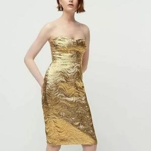 J. Crew Collection Strapless Gold Lame Metallic Dress